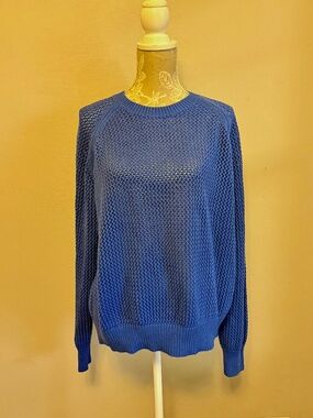Electric & Rose Chloe Sweater Royal Blue Open Knit Cotton Size M